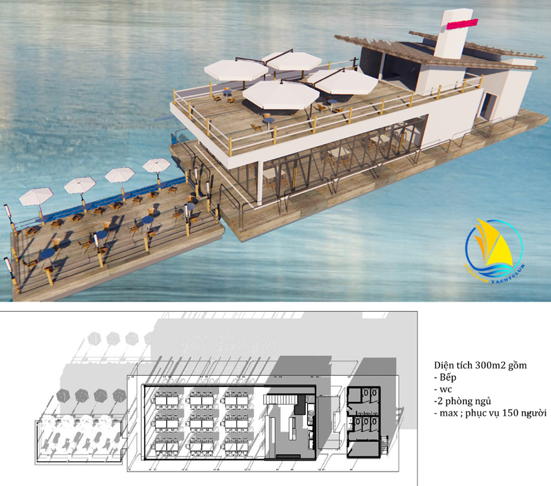nhà nổi vật liệu composite do cty clb du thuyền… thiết kế