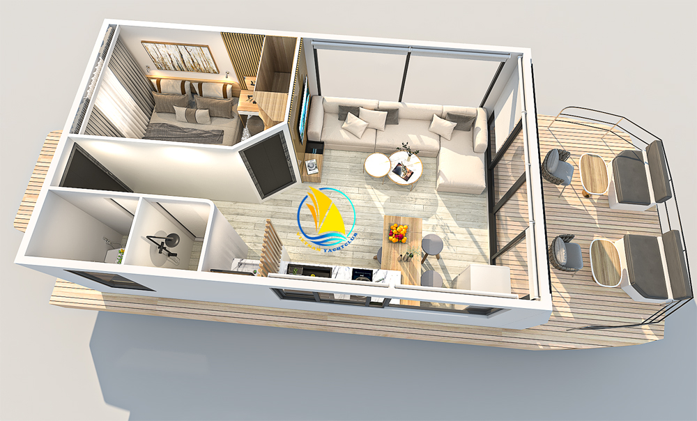 MOBILE FLOATING HOUSE 2 STORIES, 2 BEDROOM